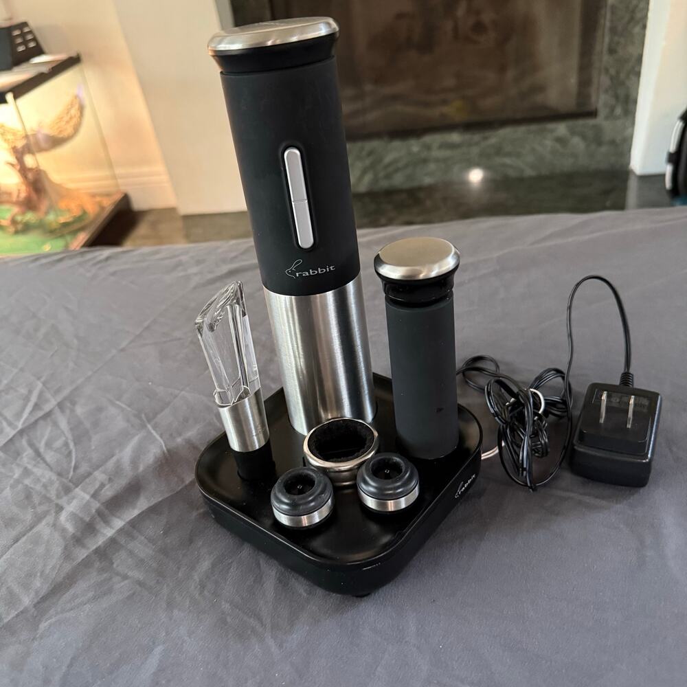 Rabbit Automatic Electric Wine Opener Set with Foil Cutter & Charging Base